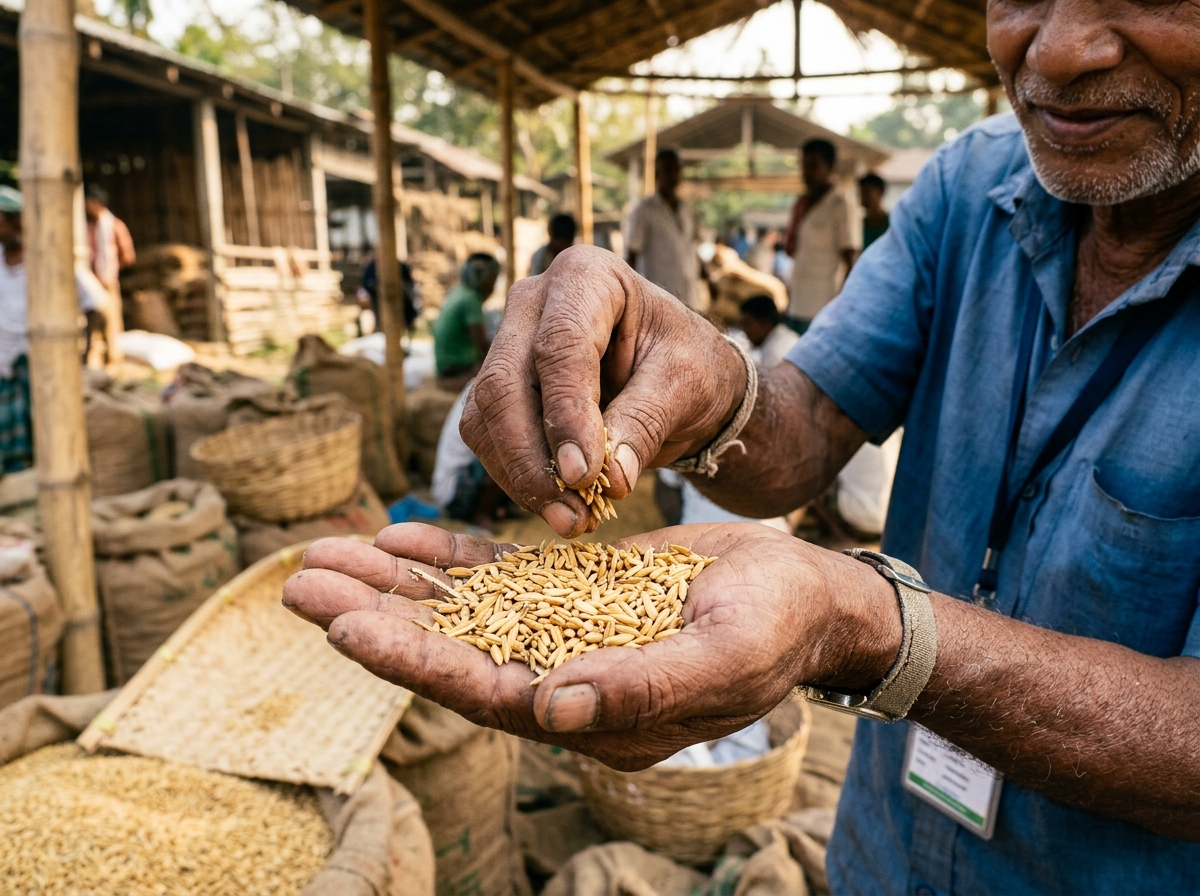 Quality inspection of raw harvested Assam paddy grains
