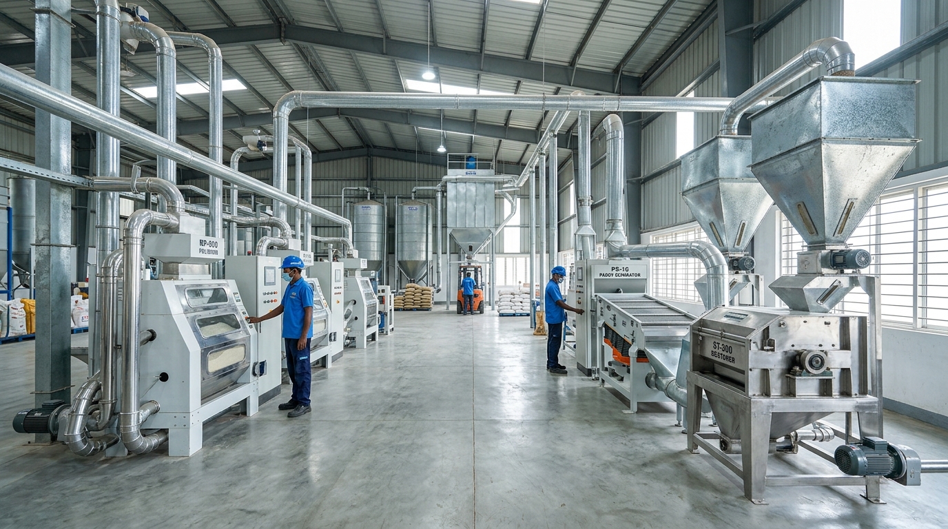 Modern rice processing and milling facility